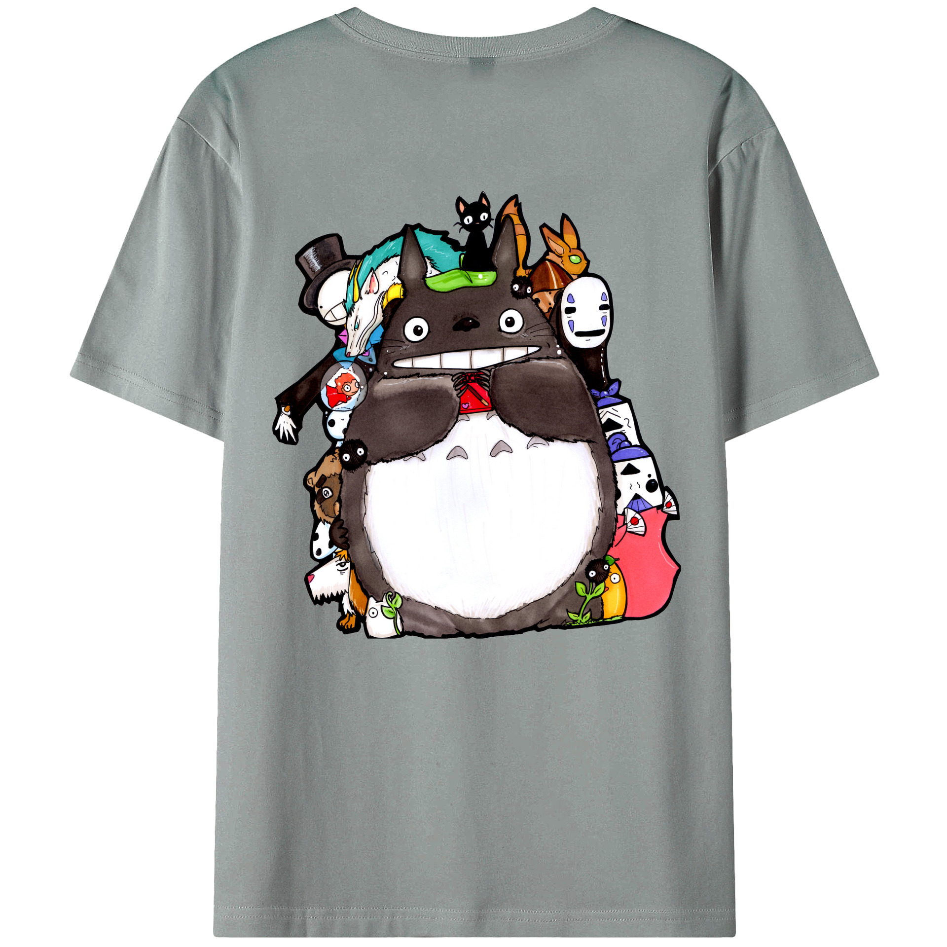 （画像用） となりのトトロ 草壁メイ 草壁サツキ My Neighbor Totoro Satsuki Kusakabe Mei Kusakabe 綿100％ メンズ半袖Tシャツ（バックプリント） 通気性